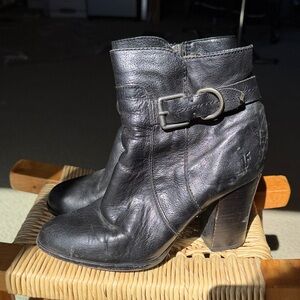 Frye Black Leather Ankle Boots